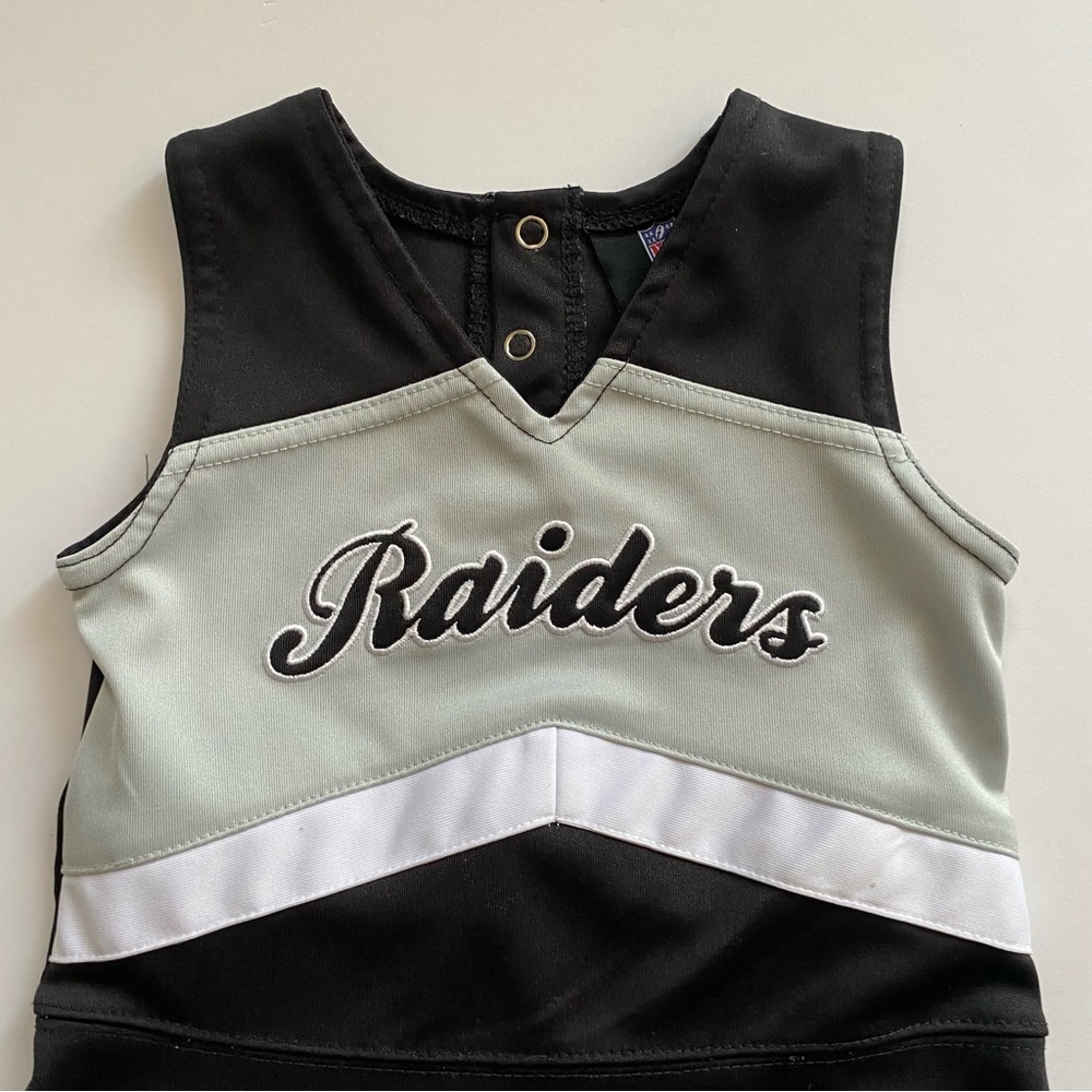 Raiders Cheerleading Dress Size 2T Reebok With Leggings Outfit Black Gray Girls - Picture 6 of 16